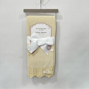 Bonbini Baby Blanket 100% Cotton Knit Size 38" X 28"  Heathered Yellow Soft